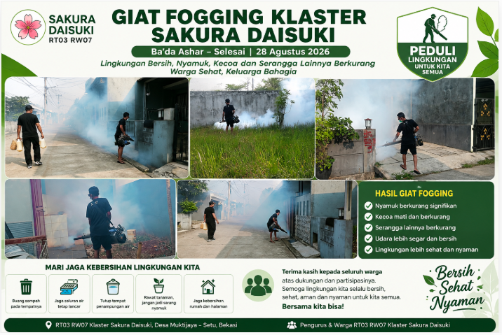Fogging Klaster Sakura Daisuki Telah Selesai Dilaksanakan