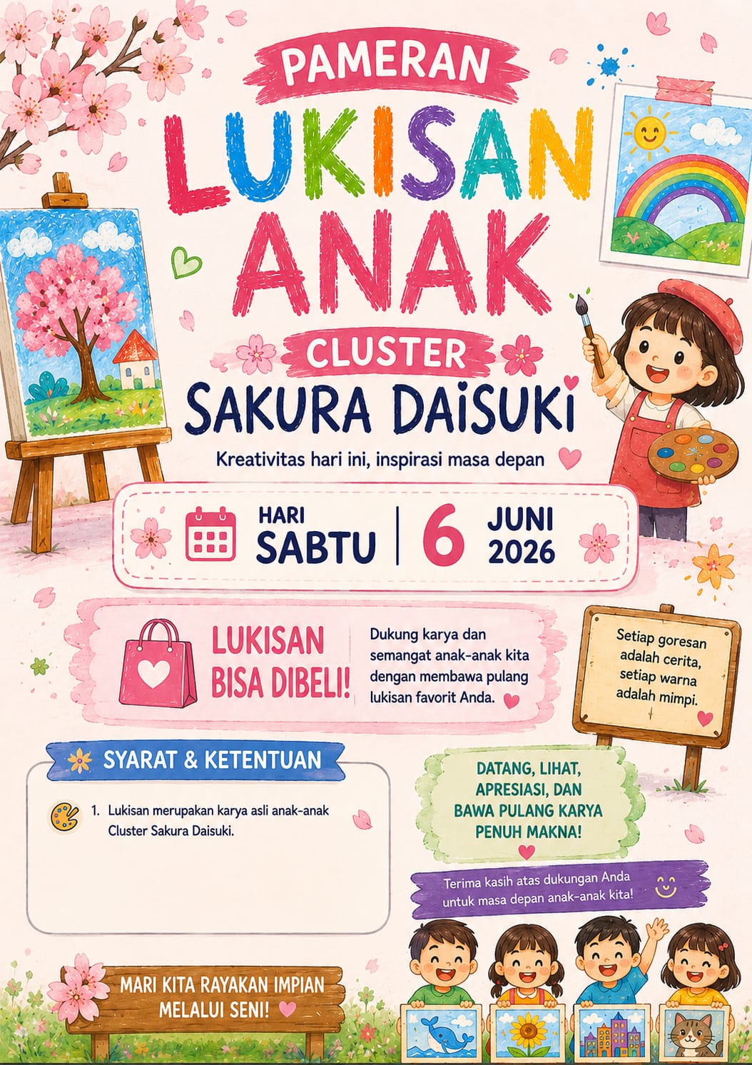 PAMERAN LUKISAN ANAK “LITTLE ARTPRENEUR: KARYA ANAK BERNILAI” BERHASIL MENUMBUHKAN KREATIVITAS DAN JIWA WIRAUSAHA SEJAK DINI